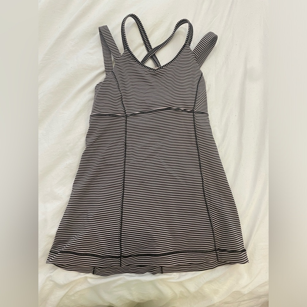 Lululemon Mini Pop Stripe Black Mink Berry Happy Strappy Tank Top size 4!